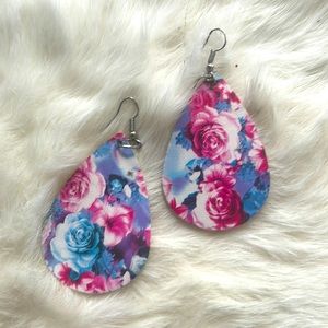 Lovely floral faux leather earrings